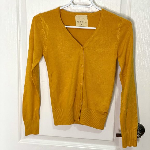 Mustard Yellow Button Down Cardigan - Picture 1 of 1